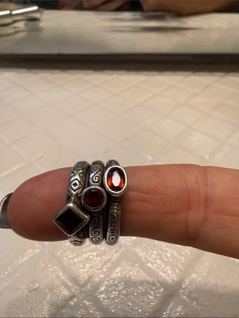 Brighton Sterling-Style Garnet Stackable Ring Set in Red - Picture 3 of 3